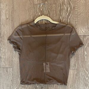 Chic Sheer Brown Crop Top